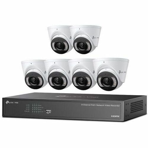 TP-Link VIGI 4MP Full-Color Turret IPC & 8 Channel PoE+ NVR KIT - 2 TB HDD - Camera, Network Video Recorder - 6 Camera(s) 