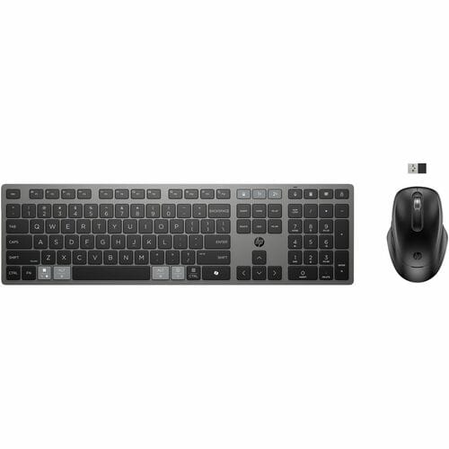 HP 725 Tastatur & Maus - Tastatur, Kabellos, Bluetooth/RF 2,40 GHz USB Typ-A, Schere, Schwarz - Maus, Mehrfach-Oberfläche,