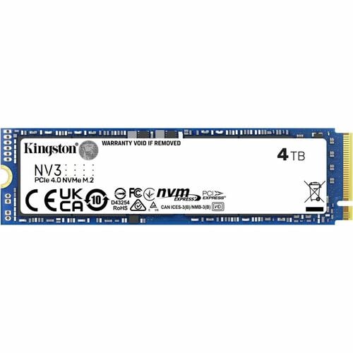 Unità stato solido Kingston NV3 - M.2 2280 Interno - 4 TB - PCI Express NVMe (PCI Express NVMe 4.0 x4) - Desktop PC, Compu