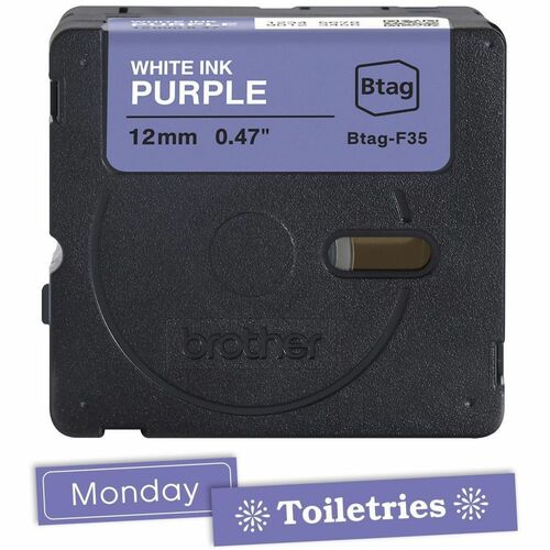 Etikettenband Brother P-touch - 12 mm Breite x 4 m Länge - Lila - Nein - Temperaturbeständig, Verblassungsresistent, Geeig