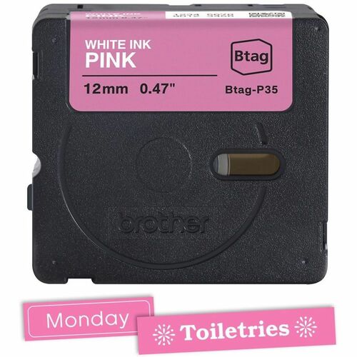 Etikettenband Brother P-touch - 12 mm Breite x 4 m Länge - Rosa - 1 Each - Temperaturbeständig, Verblassungsresistent, Gee