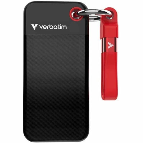 Verbatim Pocket 1 TB Portable Rugged Solid State Drive - M.2 External - Black, Red - Desktop PC, Notebook Device Supported