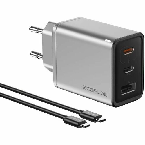 Ecoflow RAPID 65 W AC Adapter - Universal Adapter - 1 USB - 2 USB Type-C - For Smartphone, Tablet PC - Grey