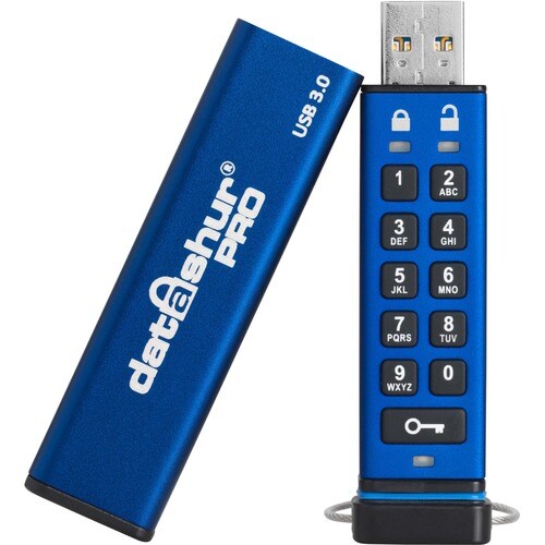 Lecteur flash iStorage datAshur PRO - 8 Go - USB 3.2, USB Type A - 256-bit AES - 169 Mo/s Read Speed - 135 Mo/s Write Speed