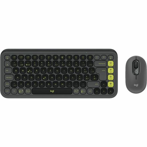 Tastiera e mouse Logitech POP Icon Combo - QWERTZ - Svizzero - Wireless Bluetooth Tastiera - Grafite, Verde - Wireless Blu