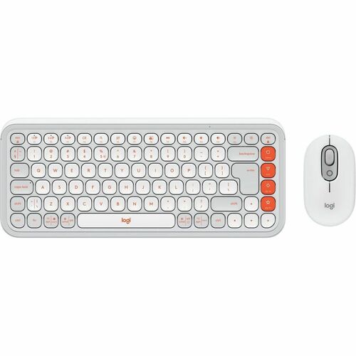 Logitech POP Icon Combo Keyboard & Mouse - English (US) - USB Wireless Bluetooth Keyboard - Keyboard/Keypad Color: Off Whi