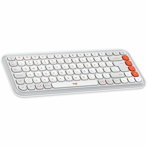 Logitech POP Icon Keys Keyboard - Wireless Connectivity - English (US) - QWERTY Layout - Off White, Orange - Bluetooth - E