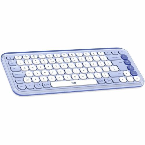 Logitech POP Icon Keys Keyboard - Wireless Connectivity - English (US) - QWERTY Layout - Lilac, Off White - Bluetooth - Ea