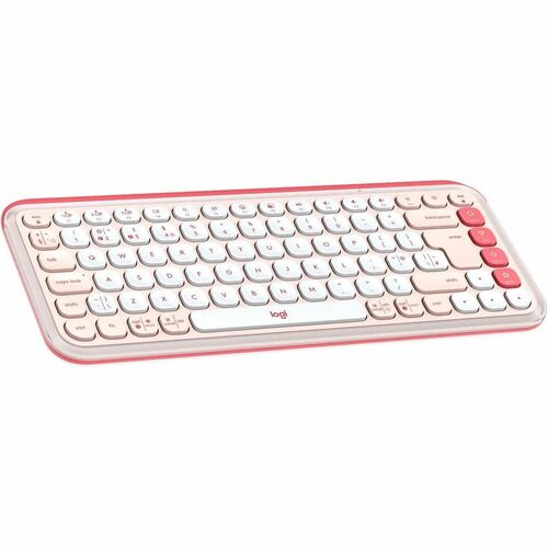 Logitech POP Icon Keys Keyboard - Wireless Connectivity - English (UK) - QWERTY Layout - Rose - Bluetooth - Easy-Switch, O