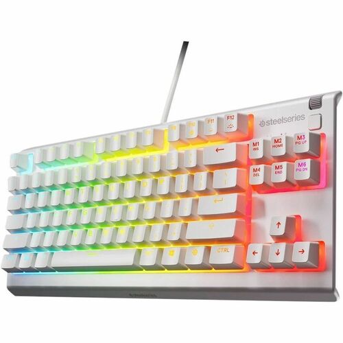 SteelSeries Apex 3 TKL White - US - Cable Connectivity - USB Interface - RGB LED - Volume Roller, Adjustable Brightness, R
