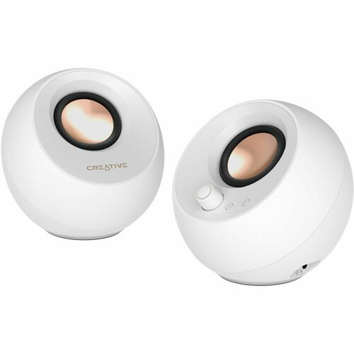 Creative Pebble Pro 2.0 Portable Bluetooth Speaker System - 10 W RMS - White - Desktop - 80 Hz to 20 kHz - Headphone