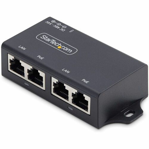 StarTech.com PoE+ Injector - 120 V AC, 230 V AC Input - 52 V DC, 580 mA Output - RJ-45 Input Port(s) - PoE+ Output Port(s)