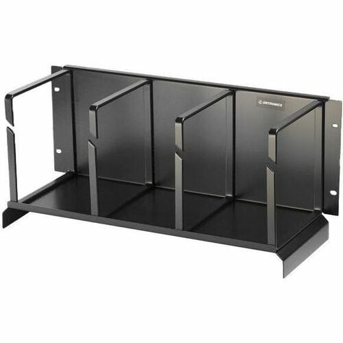 Ortronics Cable Tying - Horizontal Cable Management Panel - Black - 4U Rack Height x 19" Panel Width - Steel