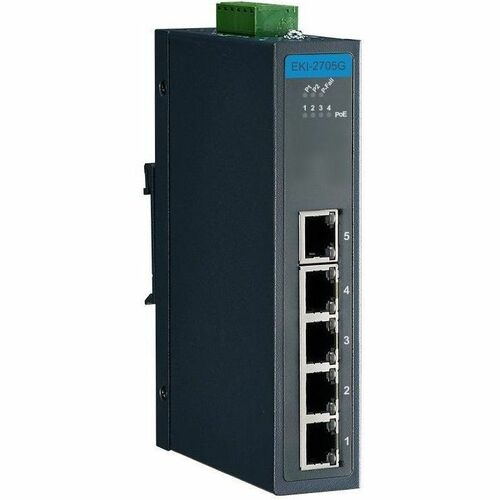 Advantech EKI-2705G-1GPI Ethernet Switch - 5 Ports - Gigabit Ethernet - 10/100/1000Base-T - 2 Layer Supported - 2 W Power 