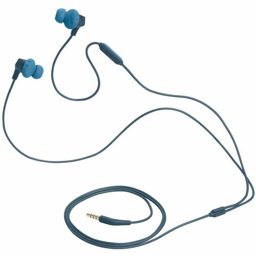 JBL Endurance Run 2 Wired Earbud, Behind-the-ear Stereo Earset - Blue - Siri, Google Assistant - Binaural - In-ear - 20 Hz