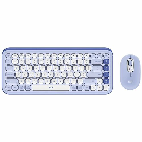 Logitech POP Icon Combo Keyboard & Mouse - Wireless Bluetooth Keyboard - Spanish - Off White, Lilac - Wireless Bluetooth M