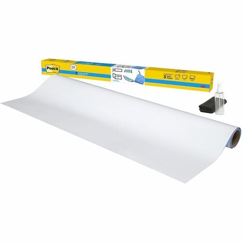 Post-it® Easy Erase Whiteboard Roll, 8'x4' - 48" (4 ft) Width x 96" (8 ft) Height - White Polyester Surface - Rectangle - 