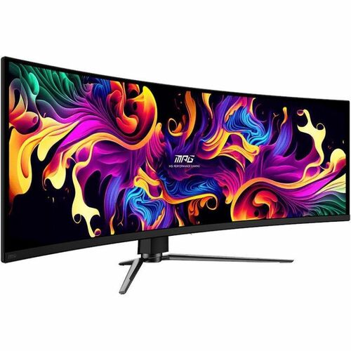 MSI MPG 491CQPX QD-OLED 49" Class Dual Quad HD (DQHD) Curved Screen Gaming OLED Monitor - 32:9 - Metallic Black - 49" View