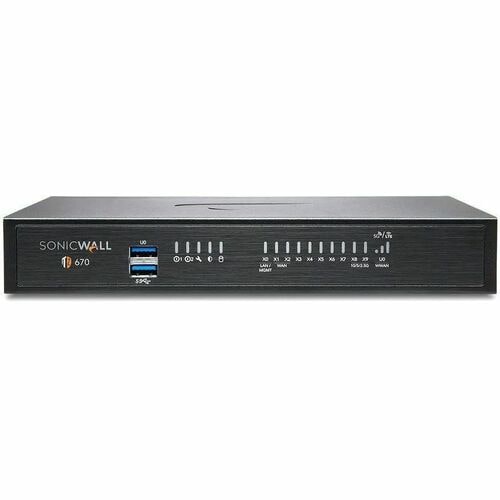 SonicWall TZ670 Network Security/Firewall Appliance - Intrusion Prevention - 8 Port - 10/100/1000Base-T, 10GBase-X - 10 Gi