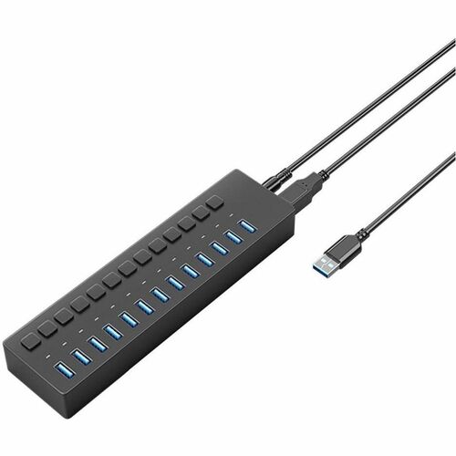 4XEM 13 Port USB 3.0 Power Switch Data Transfer Hub - USB Type A - 640 MB/s - Hard Drive, Keyboard, Mouse, Workstation - D