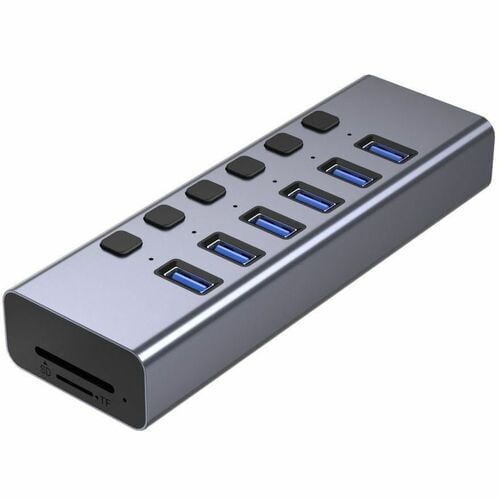 4XEM 8-in-1 Multi Port Power USB Hub - USB Type A - 13 MB/s, 640 MB/s - Keyboard, Mouse, Hard Drive, Card Reader - Portabl
