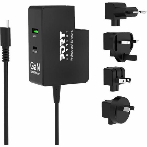 Adaptateur secteur Port Connect - 100 W - 1 Pack - Adaptateur universel - 1 USB - 2 USB Type-C - Pour Ordinateur Portable,
