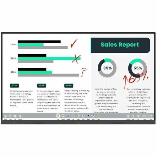 AllSee PT75J 1905 mm 4K UHD LCD Collaboration Display - Cortex A55 - 4 GB - 32 GB HDD - Infrared (IrDA) - Touchscreen - 16