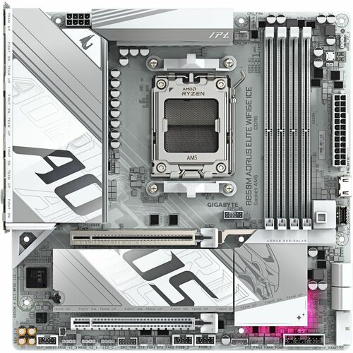 Aorus Ultra Durable B850M A ELT WF6E ICE Gaming Desktop Motherboard - AMD B850 Chipset - Socket AM5 - Micro ATX - Ryzen 7 