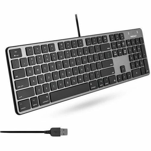 Macally USB Keyboard For Mac (Space Grey) - Cable Connectivity - USB Type A Interface - 104 Key(s) - Mac OS - Computer, No