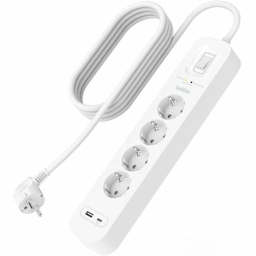 Belkin Connect Überspannungsschutz - 4 x AC-Energieversorgung, 1 x USB Typ A, 1 x USB Typ C - 525 J - 2 m - Wandmontierbar