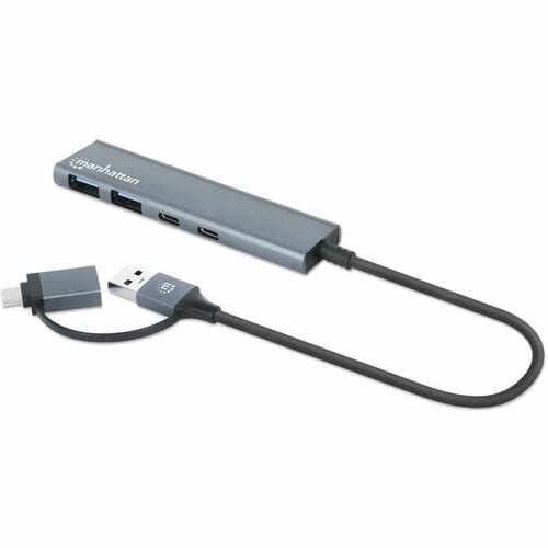 Manhattan Concentrador USB - USB Tipo A, USB Tipo C - 640MB/s - Portátil, De Escritorio, Smartphone, Mouse, Teclado, Unida