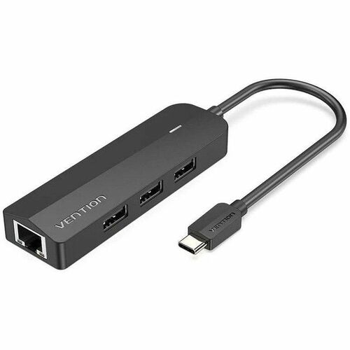 Vention TGOBB USB/Ethernet Combo Hub - USB 2.0 Type C - 60 MB/s - Notebook, Smartphone, Tablet, Keyboard, Mouse, Hard Driv