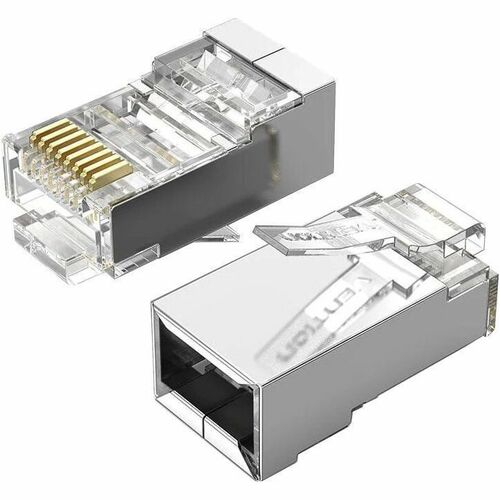 Vention IDA Network Connector - 10 - 1 x RJ-45 Network - Male - Shielding - Silver, Transparent