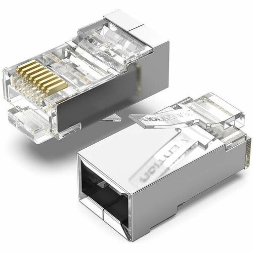 Vention IDB Gold Plated Network Connector - 10 Unit - 1 x RJ-45 Network - Male - Silver, Transparent