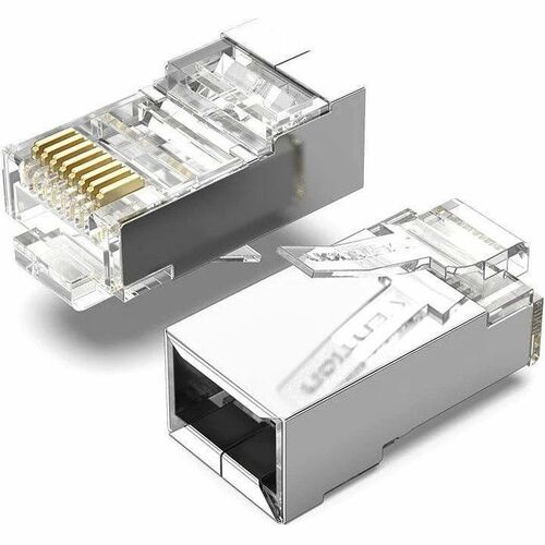 Vention IDA Network Connector - 10 - 1 x RJ-45 Network - Male - Shielding - Transparent, Silver