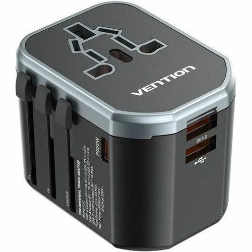 Vention FJC 1.84 kW AC Adapter - Box - Universal Adapter - 1 USB - 2 USB Type-C - 120 V AC, 230 V AC Input - 5 V DC, 9 V D