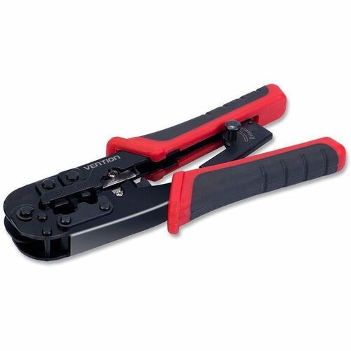 Vention Crimp Tool - Black, Red - High Carbon Steel - Rubber Handle, Ratchet Box