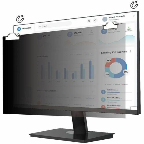 V7 ScreenSentry PS240W9AM Anti-glare Privacy Screen Filter - TAA Compliant - For 61 cm (24") Widescreen LCD Monitor, Noteb