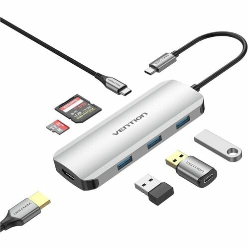 Vention USB Type C Docking Station for Smartphone, Flash Drive, Printer - Charging Capability - Memory Card Reader - SD - 