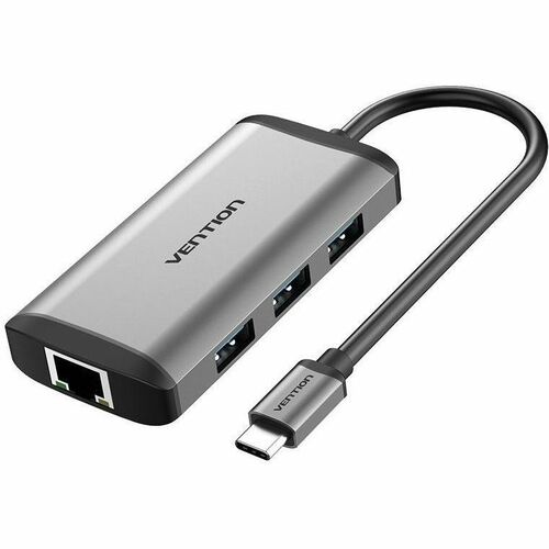 Vention CNCHB USB Type C Docking Station for Flash Drive, TV - Charging Capability - Grey - Portable - 4K, HD - 3840 x 216