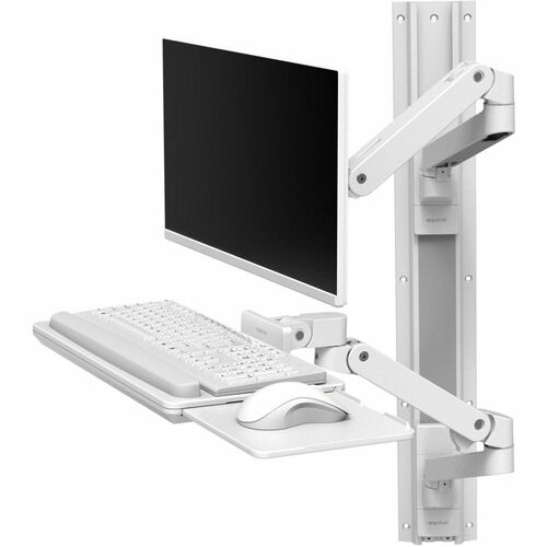 Ergotron Wall Mount for Monitor, LCD Display, Keyboard - White - Height Adjustable - 34" Screen Support - 22 lb Load Capac