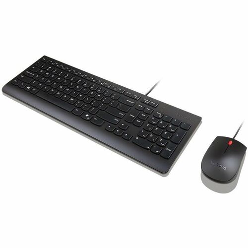 Tastiera e mouse Lenovo Essential - Italiano - USB Tipo A Membrana Cavo Tastiera - Nero - USB Tipo A Cavo Mouse - Ottico -