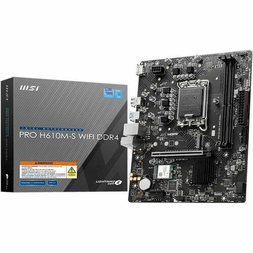 MSI Pro H610M-S DDR4 WIFI Gaming Desktop Motherboard - Intel H610 Chipset - Socket LGA-1700 - Micro ATX - Pentium Gold, Ce