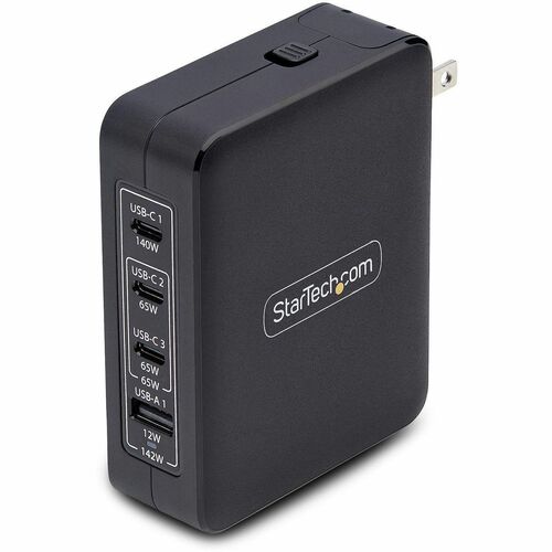 StarTech.com 140W USB-C-Wandladegerät, 3x USB-C/1x USB-A, PD 3.1 Internationaler GaN-Ladegerät/Netzteil für MacBook/Dell X