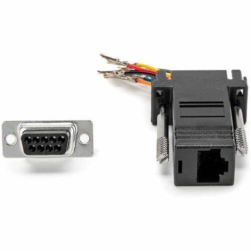 Rocstor DB9 to RJ45 Modular Serial Adapter - Black - 1 x 9-pin DB-9 Serial - Female - 1 x RJ-45 Network - Female - Gold Co