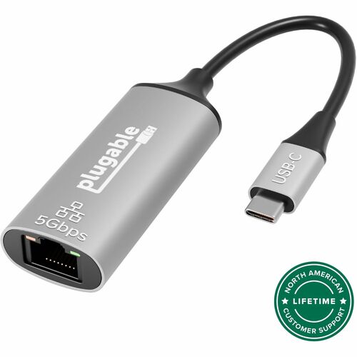 Plugable 5Gbps USB-C Ethernet Adapter - 5000Mbps Wired Network for Windows, macOS, and ChromeOS Laptops and Desktops - Rea