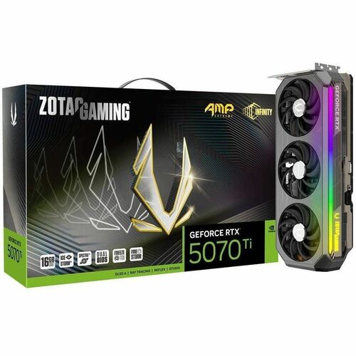 Zotac NVIDIA GeForce RTX 5070 Ti Graphic Card - 16 GB GDDR7 - 7680 x 4320 - 2.51 GHz Core - 256 bit Bus Width - PCI Expres