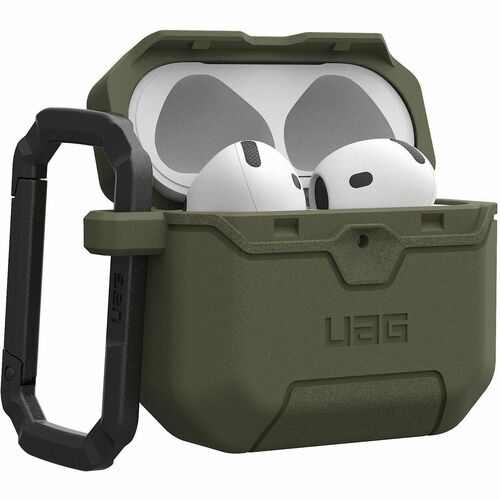 Urban Armor Gear Scout Rugged Charging Case Apple AirPods 4 - Olive Drab - Shock Absorbing, Drop Resistant, Anti-slip, Imp