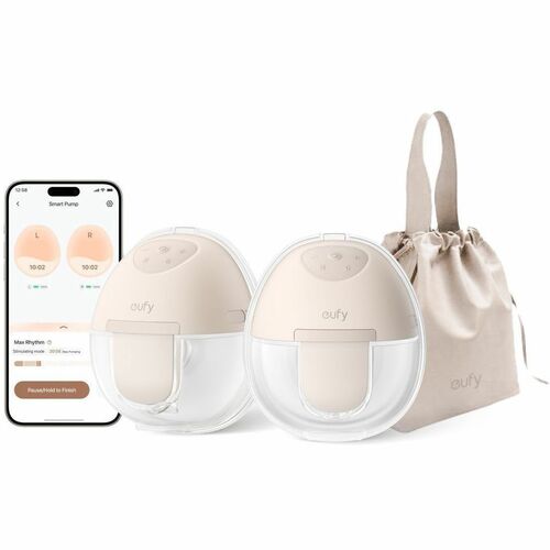 Eufy Breast Pump E10 - Pink - Silicone - Washable, Compact Design, OptiRhythm Technology, Leak Proof, Quiet Operation, Eas