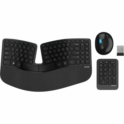 Incase Designed by Microsoft Sculpt Ergonomic Desktop Keyboard & Mouse - English - USB Wireless RF 2.40 GHz Keyboard - Key